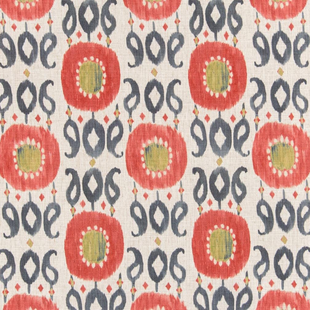 Pink Stain Resistant Performance Abstract Global Print Upholstery Fabric by The Yard - SKU: Elantra Watermelon