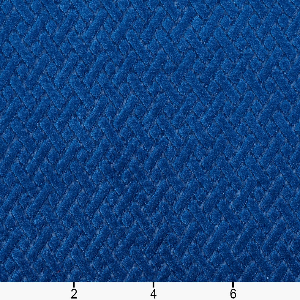 Blue Small Scale Geometric Velvet Woven Pattern Upholstery Fabric by The Yard - SKU: Dario Indigo