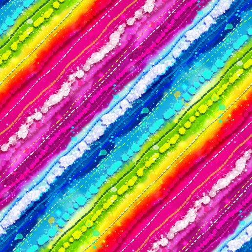 Oasis Fabrics Baby Dinos Diagonal Stripe Multi Cotton Fabric by the Yard