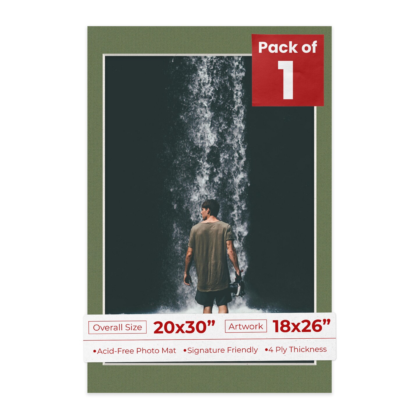Dill Green Mat Board for 20x30 Frames - Fits 18x26 Photos, Color: Green ...