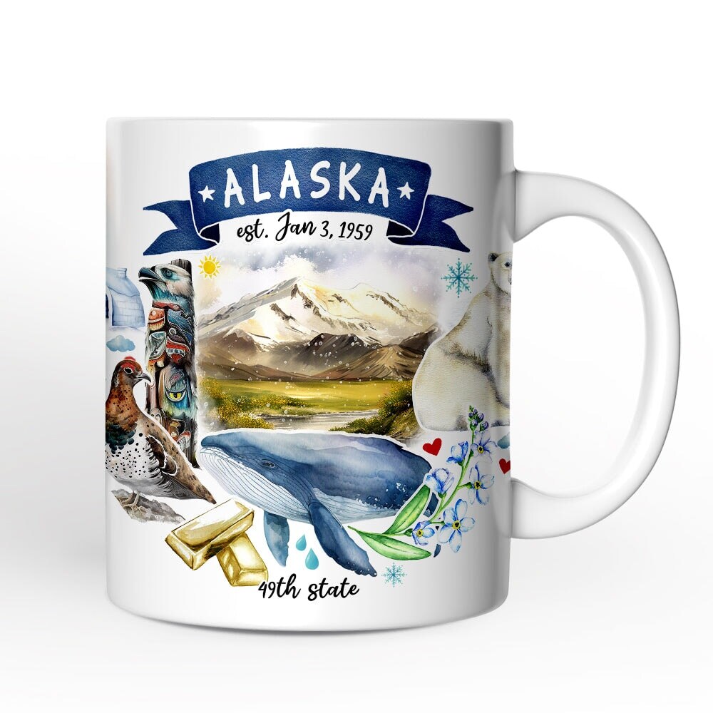 Artistic Alaska State Themes and Landmarks Mug
