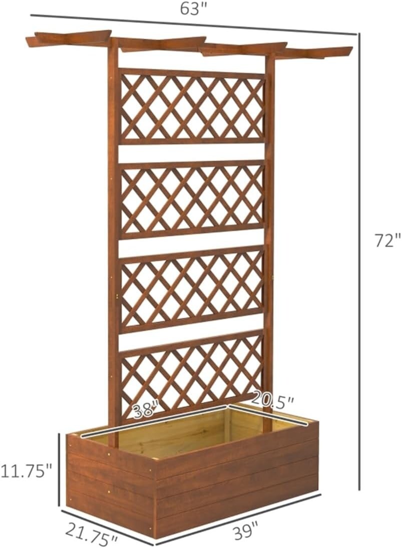 3-in-1 Fence Hanging Basket Flower Planter Box with Trellis