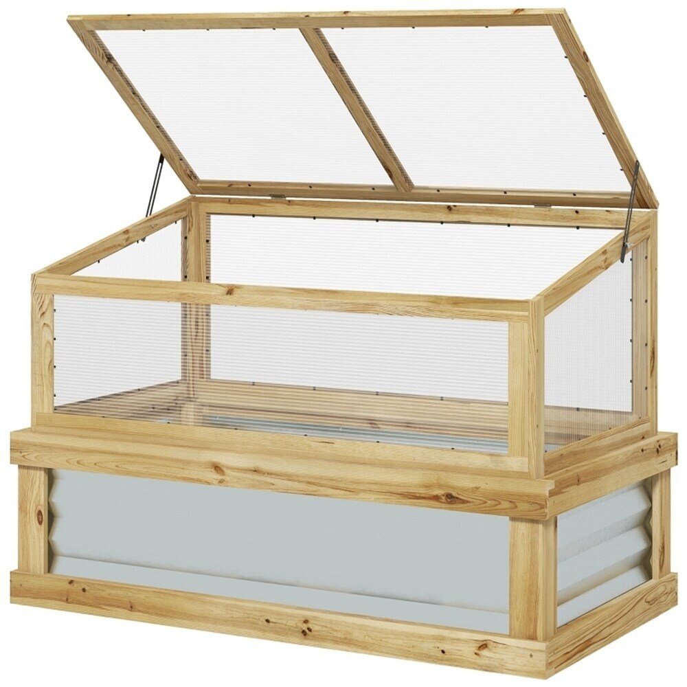 Lean-To Wooden Raised Garden Bed with Cold Frame