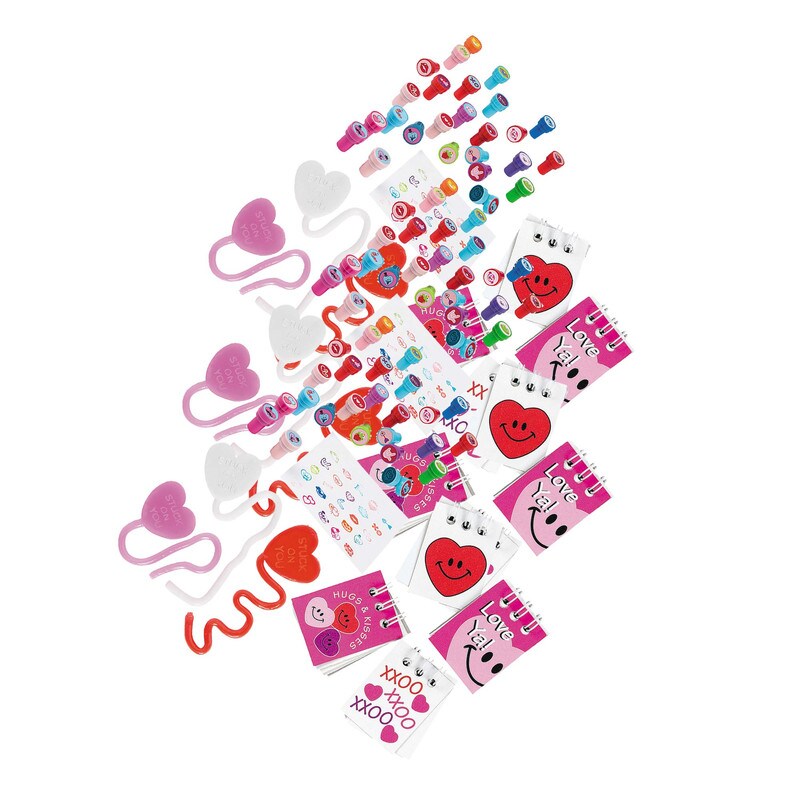 Bulk Value Valentine&#x2019;s Day Novelty Toy Handout Kit 170 Pc