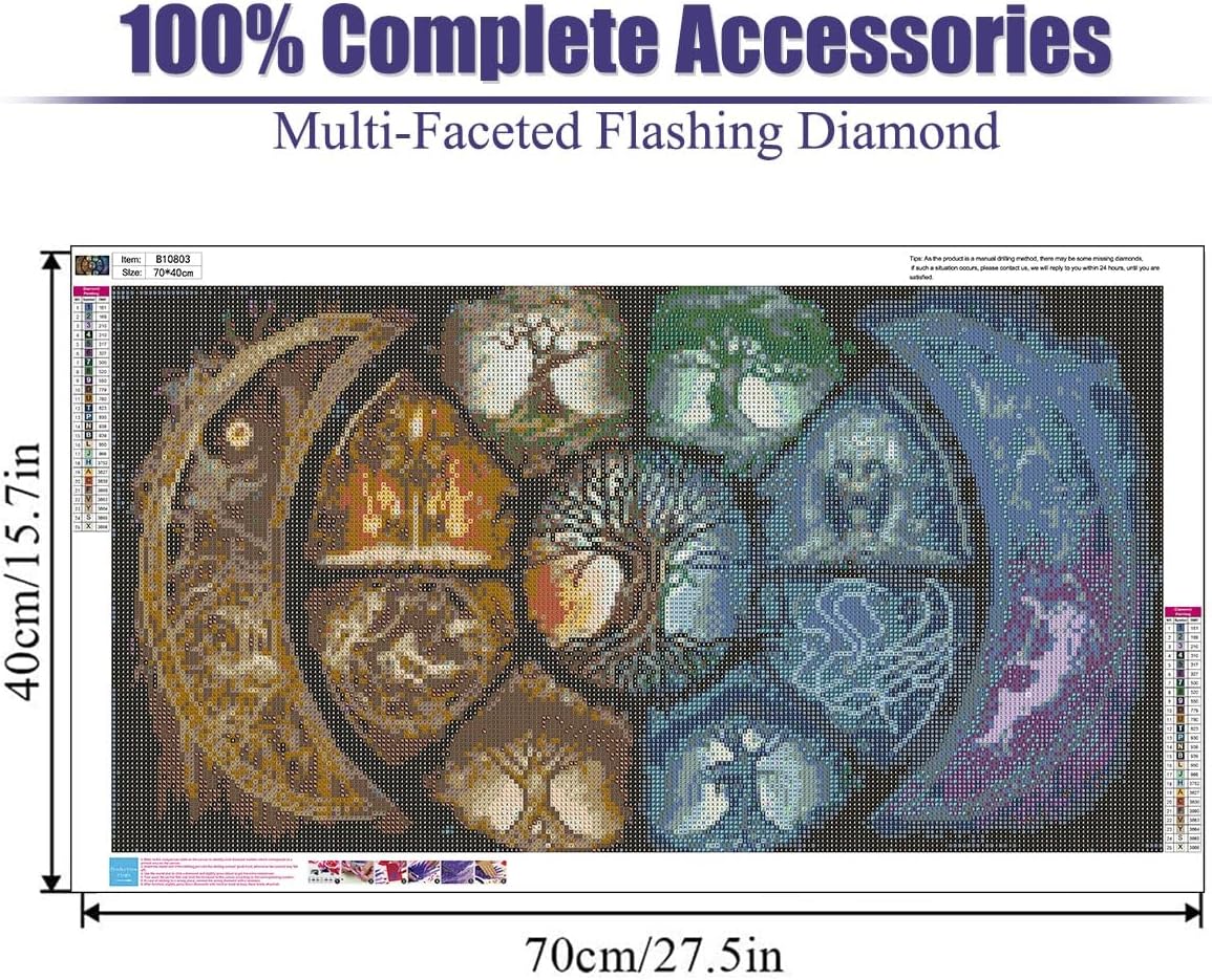 DIY 5D Diamond Painting Kits for Adults Diamond Art Large Size Tree of Life Abstract Tree Landscape Full Drill Crystal Rhinestone Embroidery Craft Kits for Home Wall Decor, 27.5X15.7 Inch