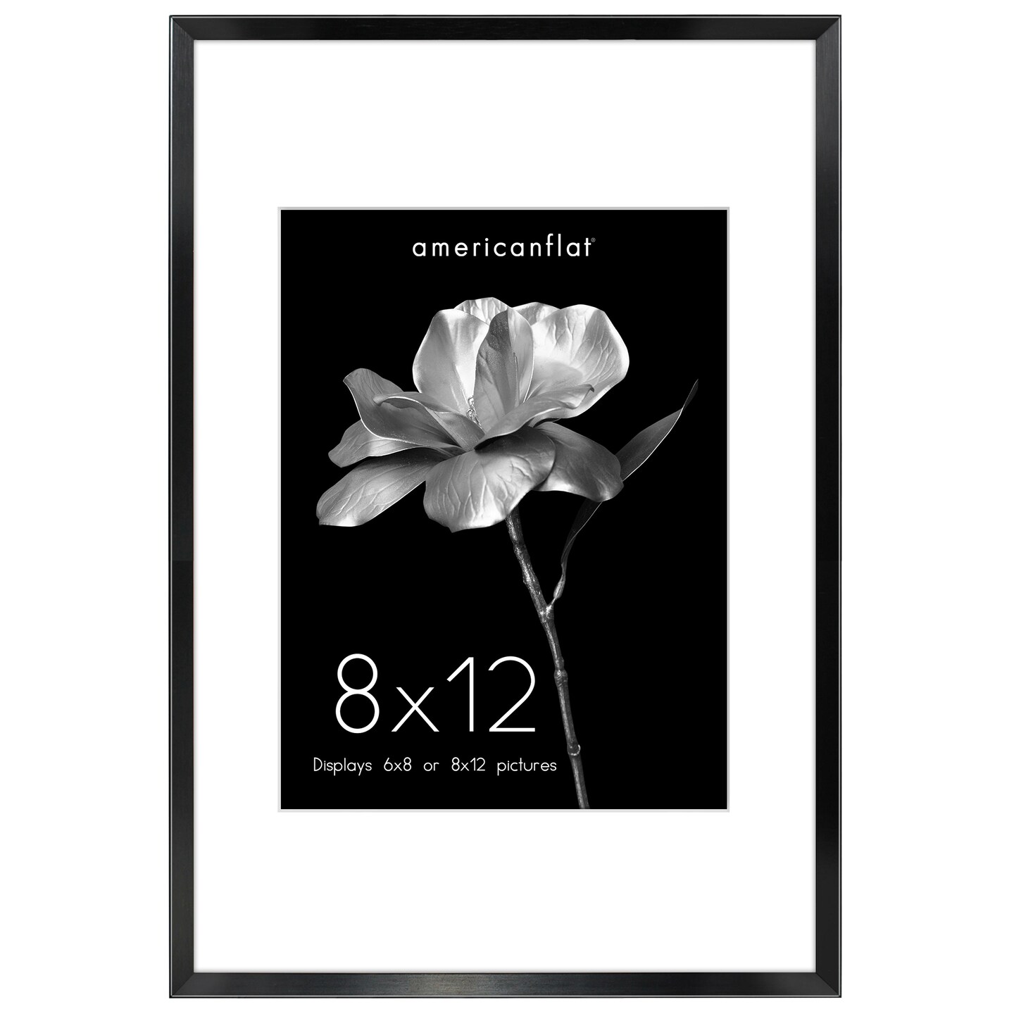 Americanflat Aluminum Picture Frame with Mat - Metal Photo Frame - Black Metal Molding Frame - Shatter Resistant Glass - Hanging Hardware