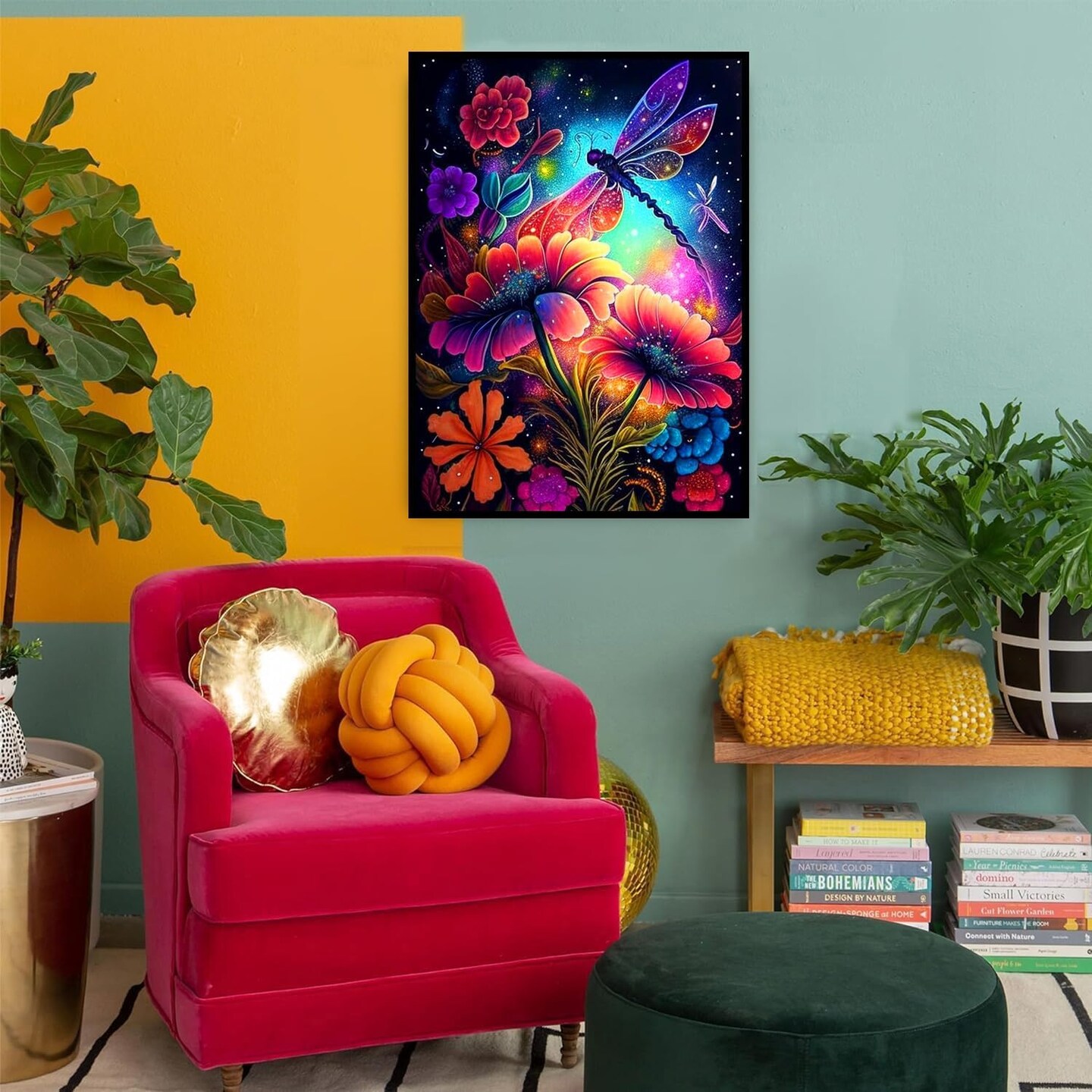 Dragonfly Diamond Painting Kits DIY 5D Flowers Diamond Art Kits for Beginners Adults Full Drill Diamond Painting Kits for Home Wall Decoration Gift 12x16 inch.