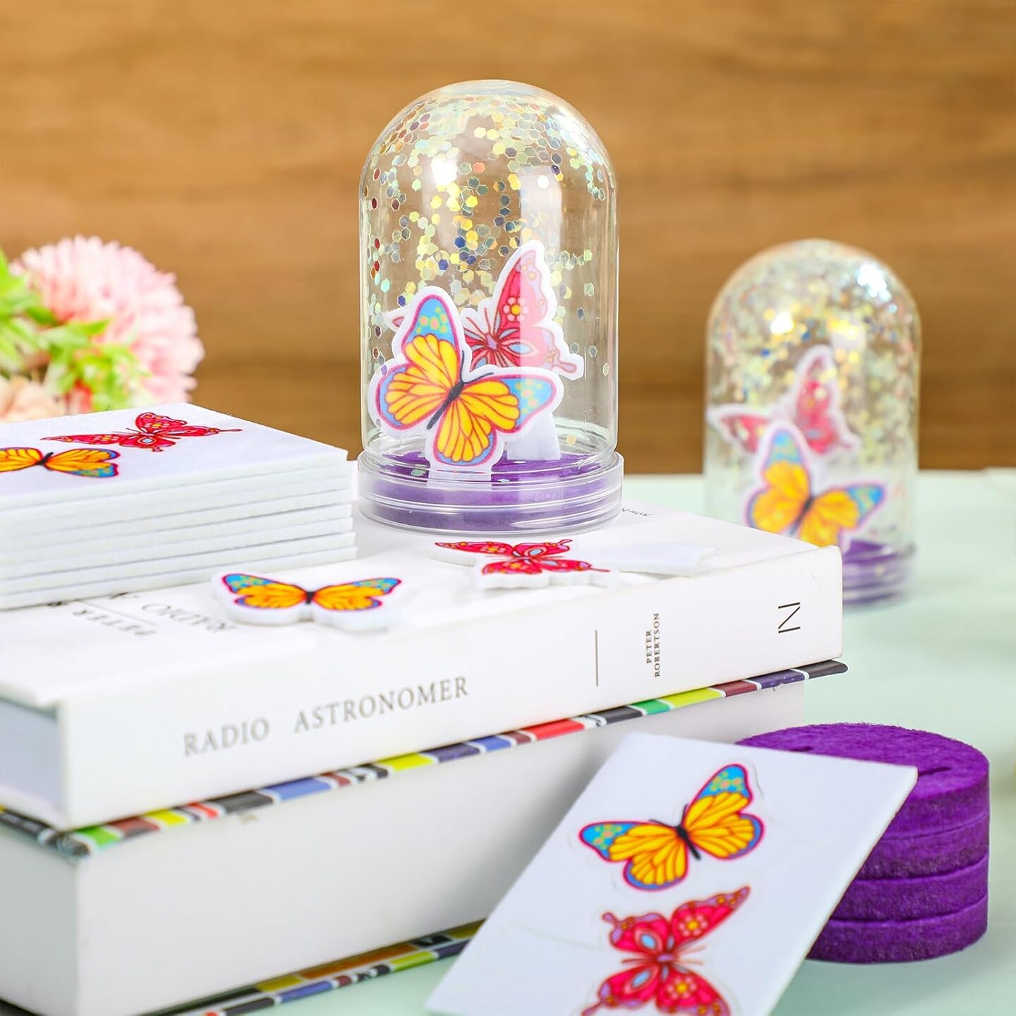 Spring Butterfly Craft DIY Snow Globe Kit Fairy Crafts Make Your Own Glitter Globe Plastic Spring DIY Butterfly Decoration for Gifts Exchange Arts Project Family Activities
