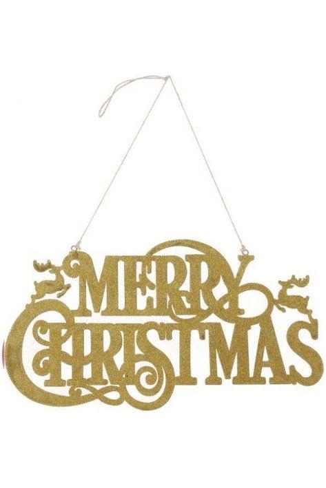 16&#x22; Metal Merry Christmas Hanger: Gold