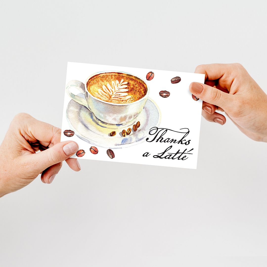 Great Papers! Thanks a Latte Thank You Note Card and White Envelope, 4.875" x 3.375", 24 count