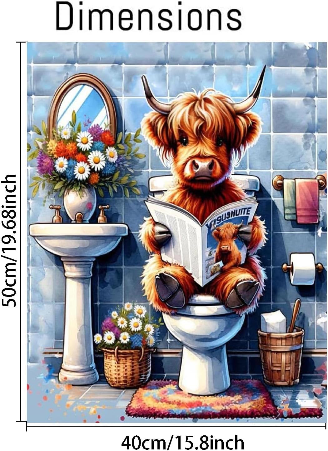 Highland Cow Paint by Numbers Kit for Adults, Adults&#x27; Paint-by-Number Kits for Beginner, Cow Painting by Number Kits Art on Canvas, Acrylic DIY Oil Painting for Home Wall Decor 16x20 Inch