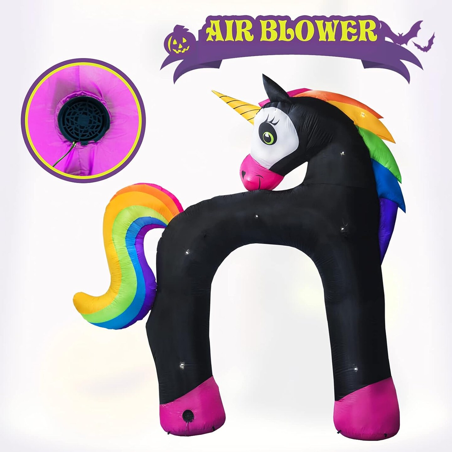 11 Ft Giant Halloween Inflatables Unicorn Arch Decorations,Built in LED Lights(Multicolor)