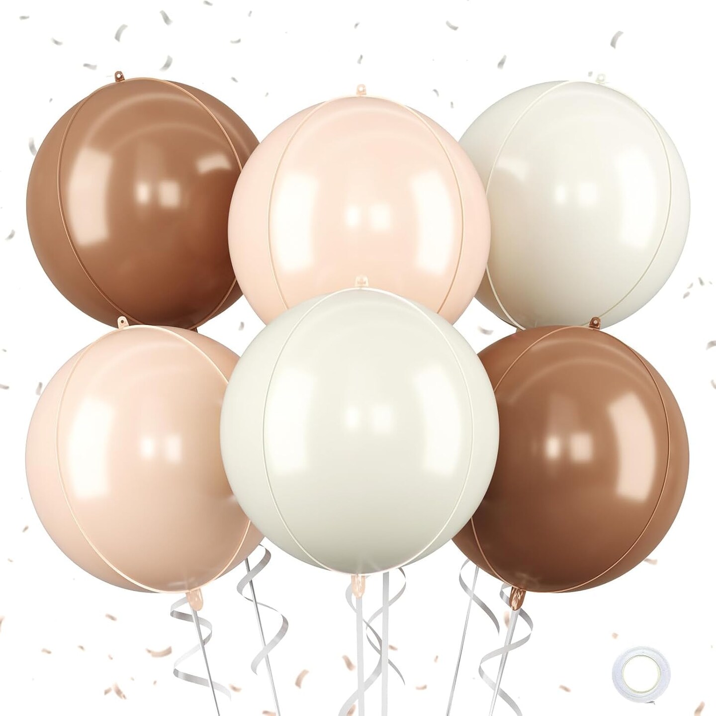 Giant 4D Foil Balloons(&#x9;Cream Brown White)