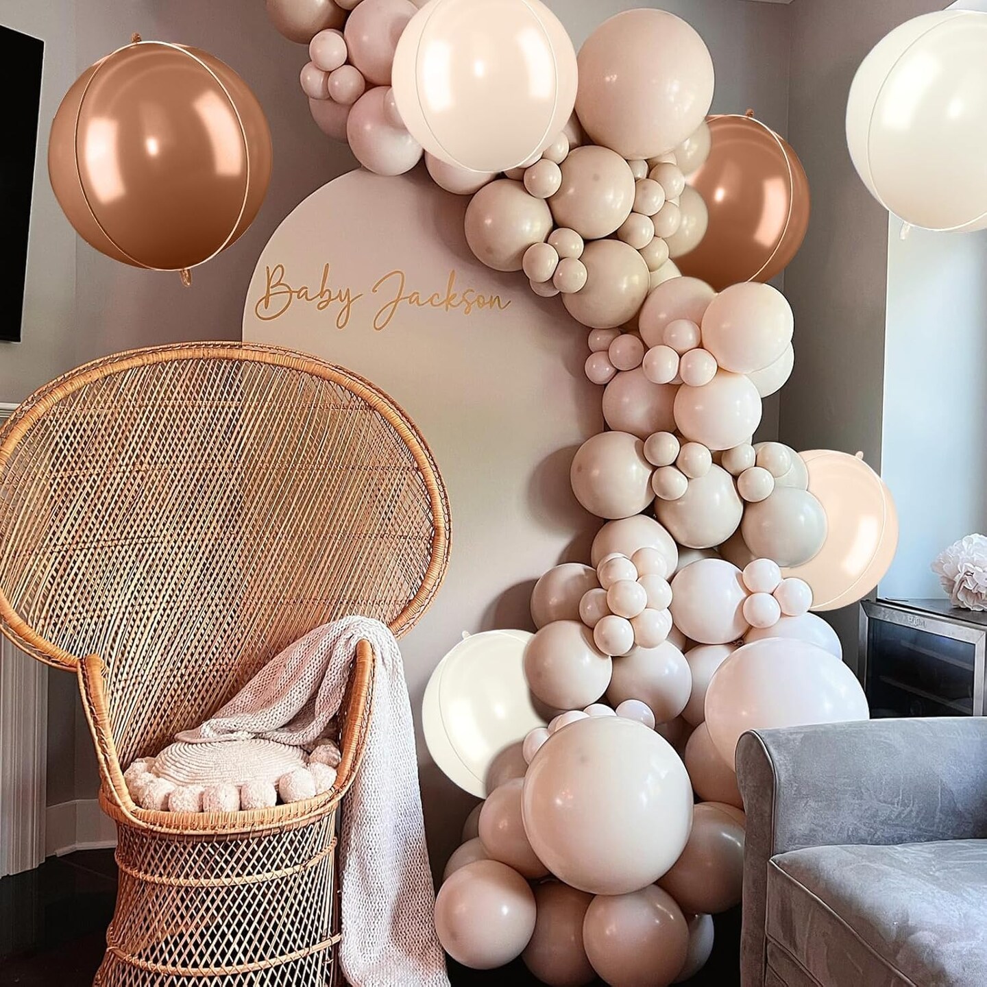 Giant 4D Foil Balloons(&#x9;Cream Brown White)