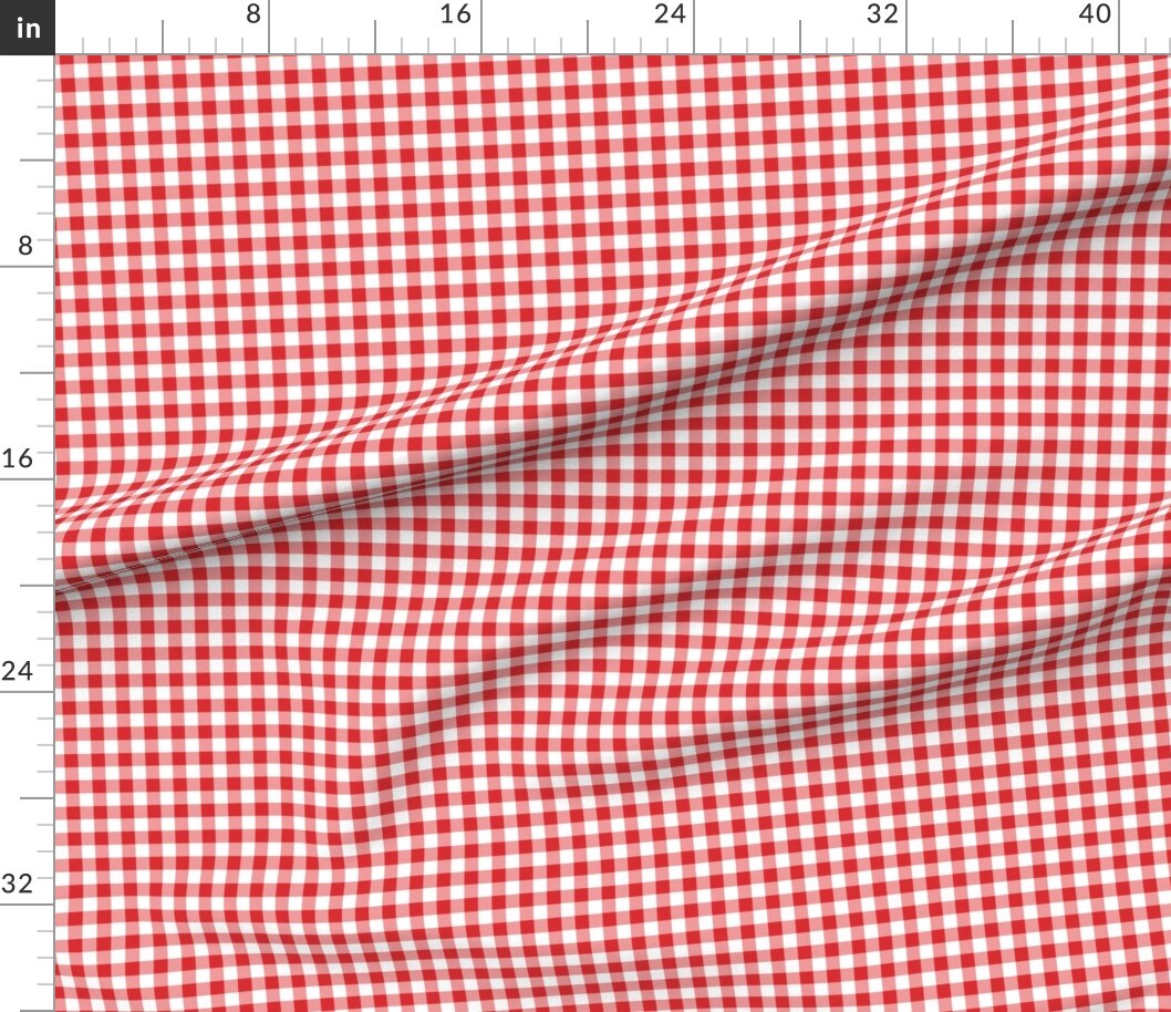 Valentine'S Day Plaid Check Coordinate Red Traditional Party Love Classic Gingham Rustic Farmhouse Picnic Small Scale Dollhouse Custom Printed Fabric by Spoonflower Various Fabrics by the Yard or Fat Quarter