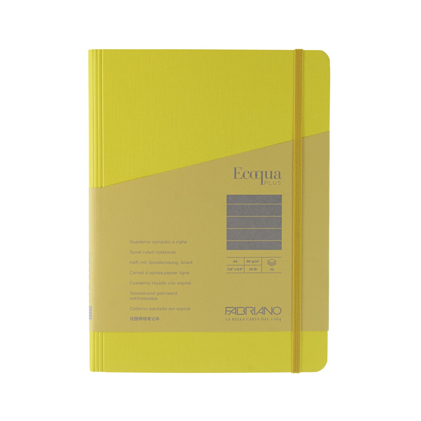 Fabriano Ecoqua Plus Hidden Spiral-Bound Notebook, 5.8" x 8.3", A5