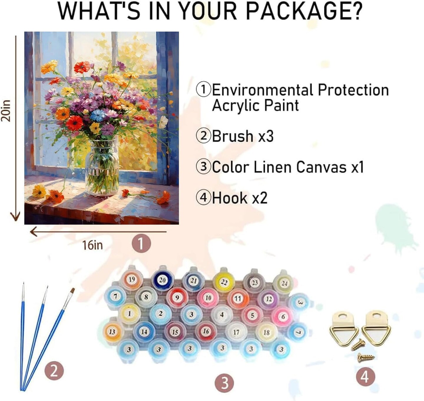 DIY Floral Paint by Numbers Kit for Adults,Unframed Flowers Vase Paint by Number Kits for Adults Beginner,Simple Oil Painting Kits with Brushes for Home Wall Decor