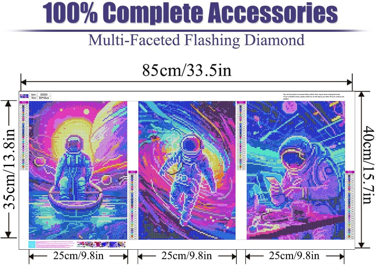 3 Pack DIY Diamond Painting Kits for Adults,5D Large Diamond Art Painting,Full Diamond Crystal Rhinestone Arts and Crafts,Gem Art Moon Painting with Diamond Home Wall Decor (Galaxy 9.8x13.8 inch)