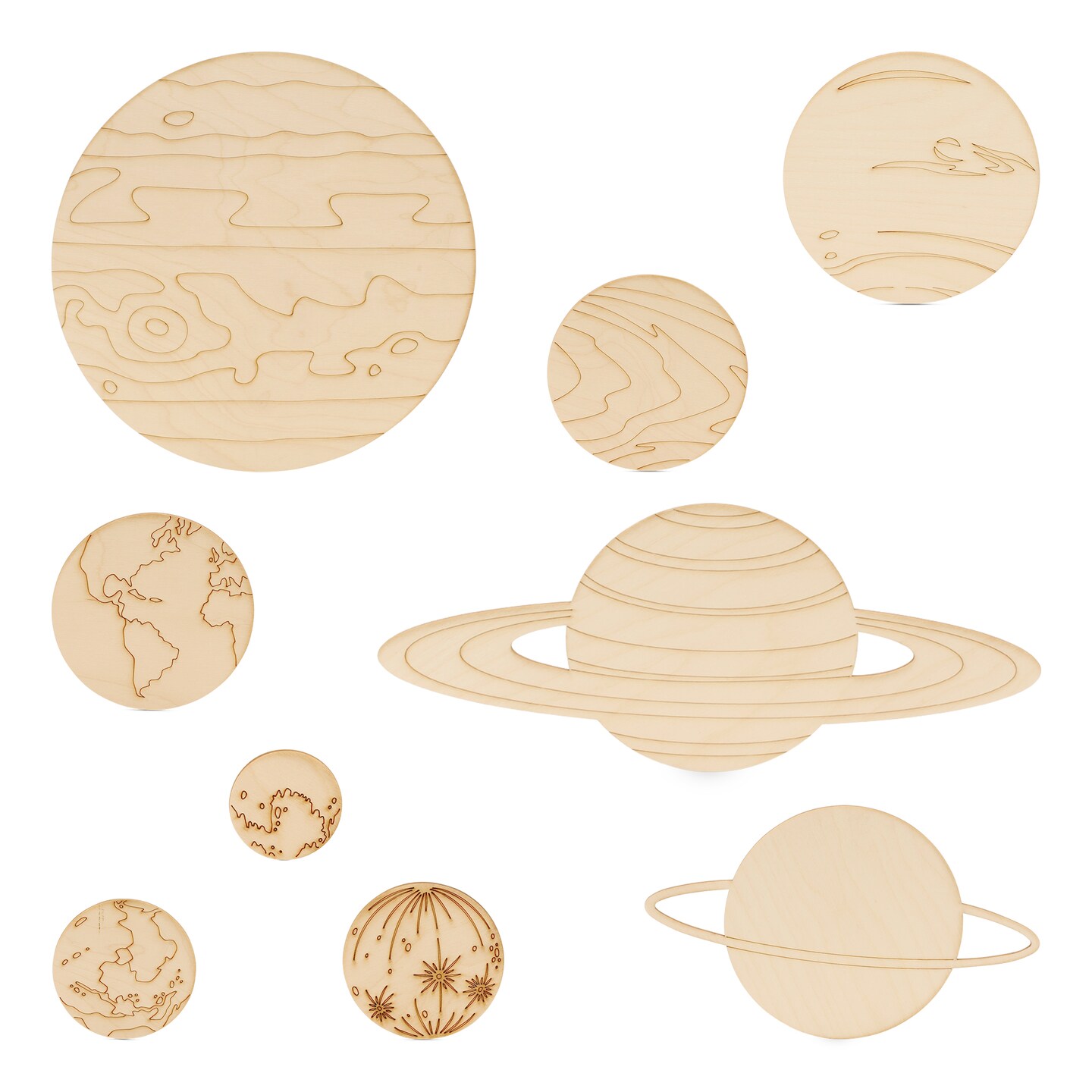 Wood Solar System Model of Planets, Detailed Outer Space Decor | Woodpeckers