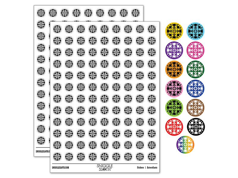 Decorative Floral Arabesque Pattern with Flowers and Leaves 200+ 0.50&#x22; Round Stickers