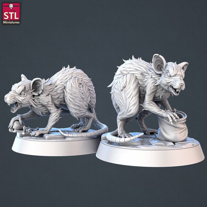 2pc Giant Rats DnD Dungeons and Dragons DnD Monster Tabletop RPG ...
