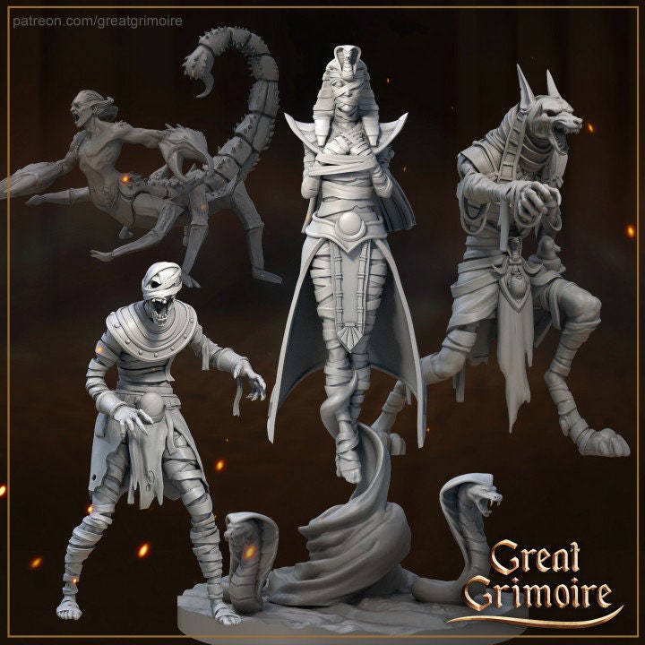 4pc Mummified Mutants DnD Dungeons and Dragons 28mm-32mm DnD