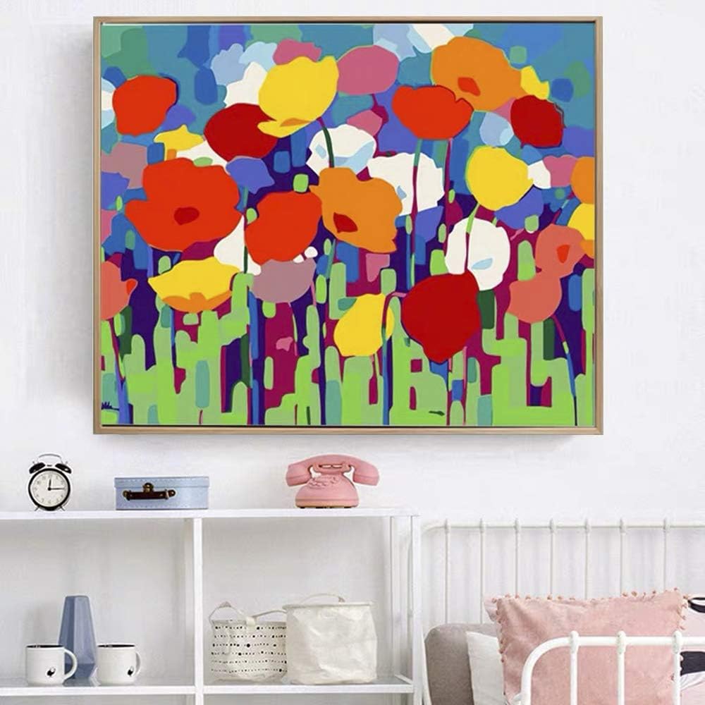 Paint by Numbers for Adults &#x26; Kids Easy for Beginner Kits Wooden Framed Canvas Flowers Painting Large Boards Color Acrylic Paint DIY Art Crafts