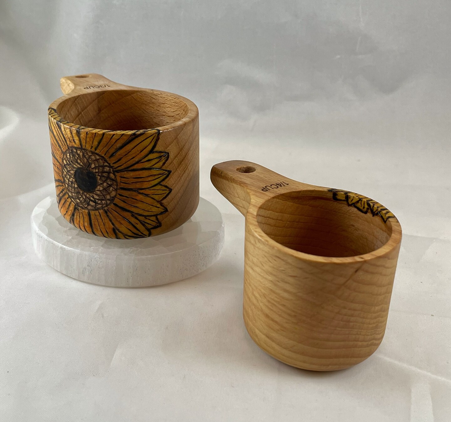 Sunflowers Wood Burned Measuring Cup Set, Pyrography Wood Burned Art, Unique Kitchen Gadget Gift Tool, Sun Flower Garden Gardener product 6