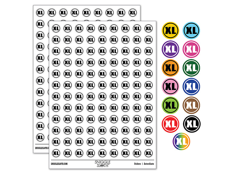 Extra Large XL Size Tag 200+ 0.50&#x22; Round Stickers