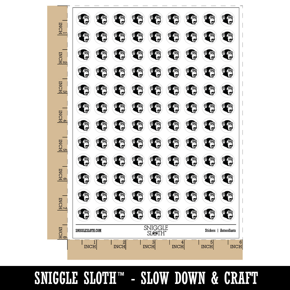 Surprised Chimpanzee Ape Head Monkey 200+ 0.50&#x22; Round Stickers
