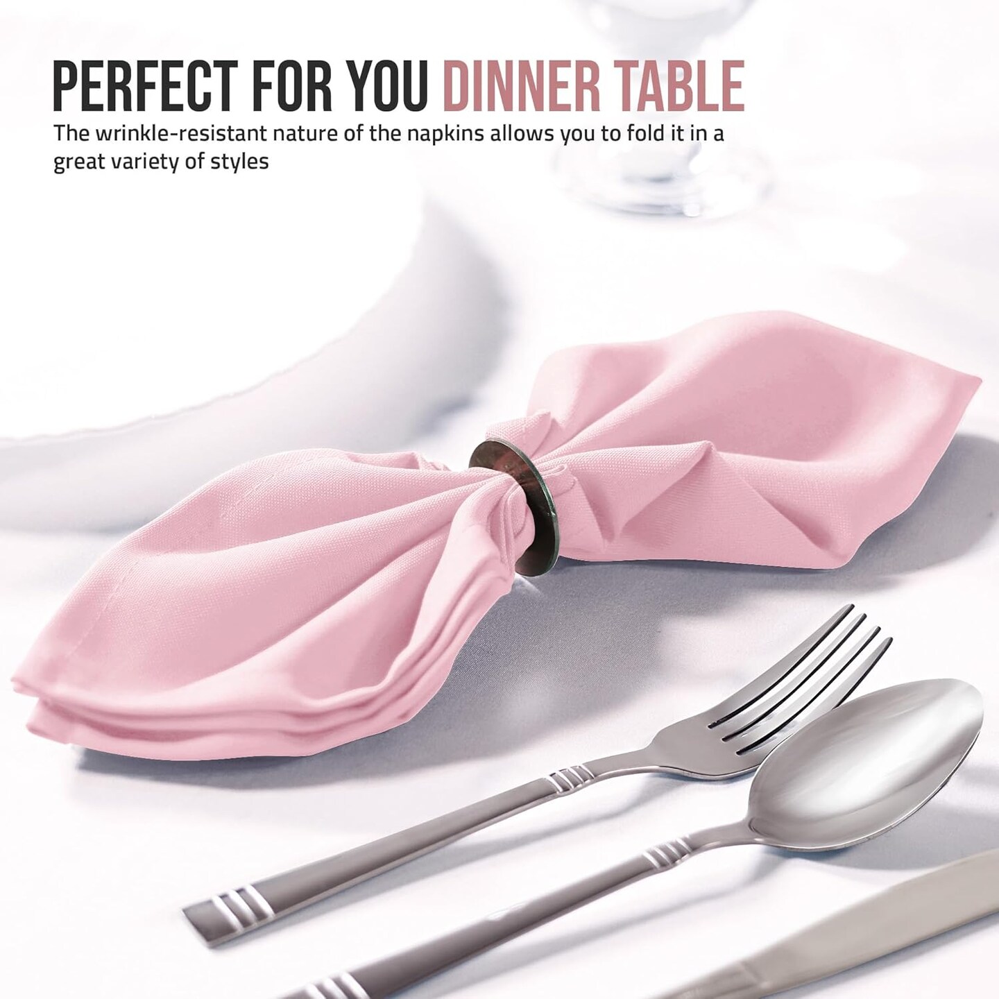 Pink Cloth Napkins (12 Pack, 20x20 Inches), Ideal Dinner Napkins for Party, Wedding and Lunch/Dinner