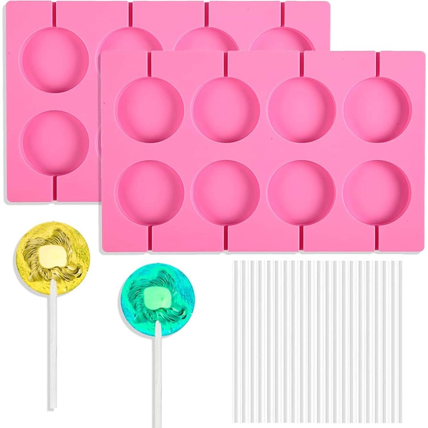 Silicone 2&#x22; Round Lollipop Sucker Mold