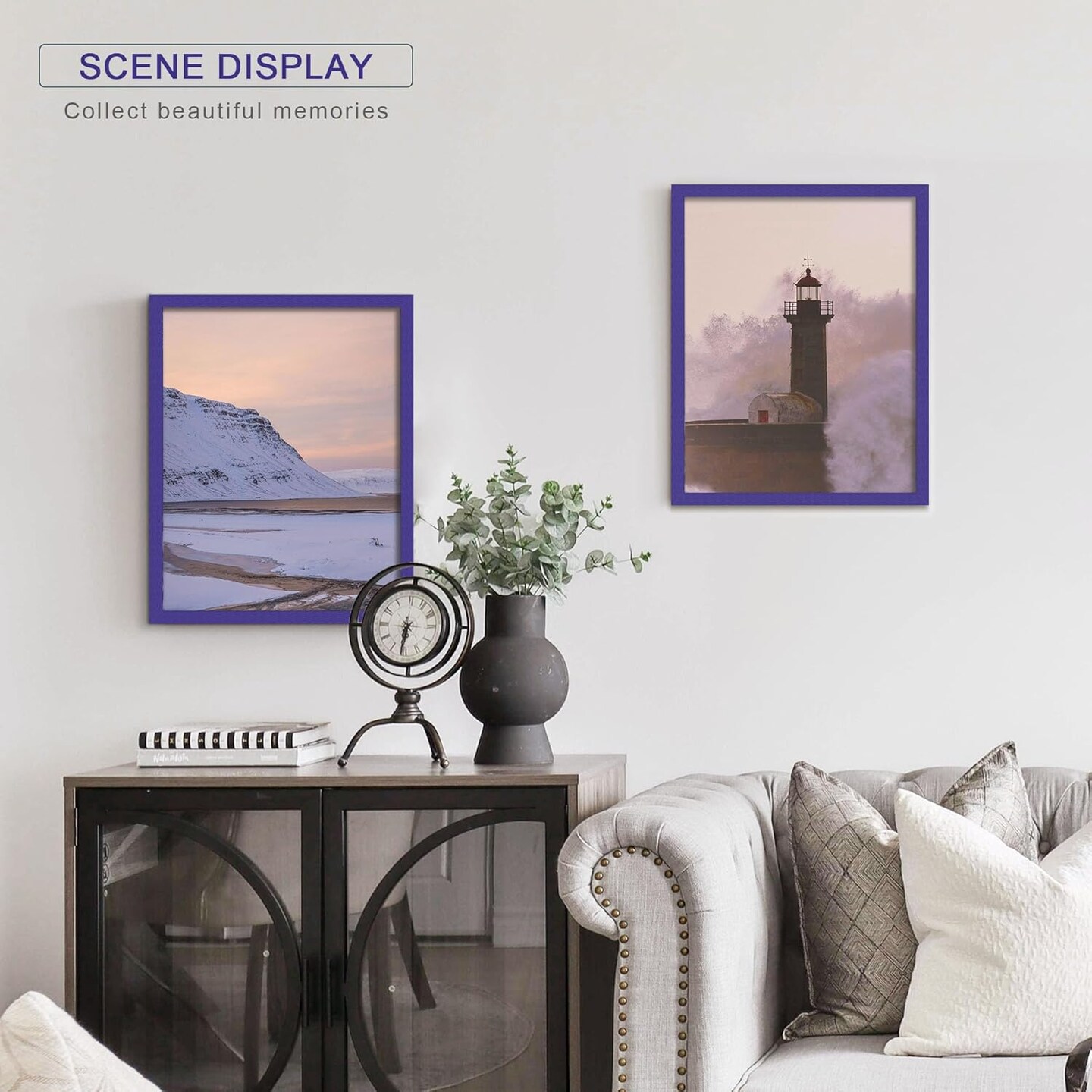 11x14 Picture Frame, for Tabletop Display, Horizontal or Vertical Wall Mounting, Blue