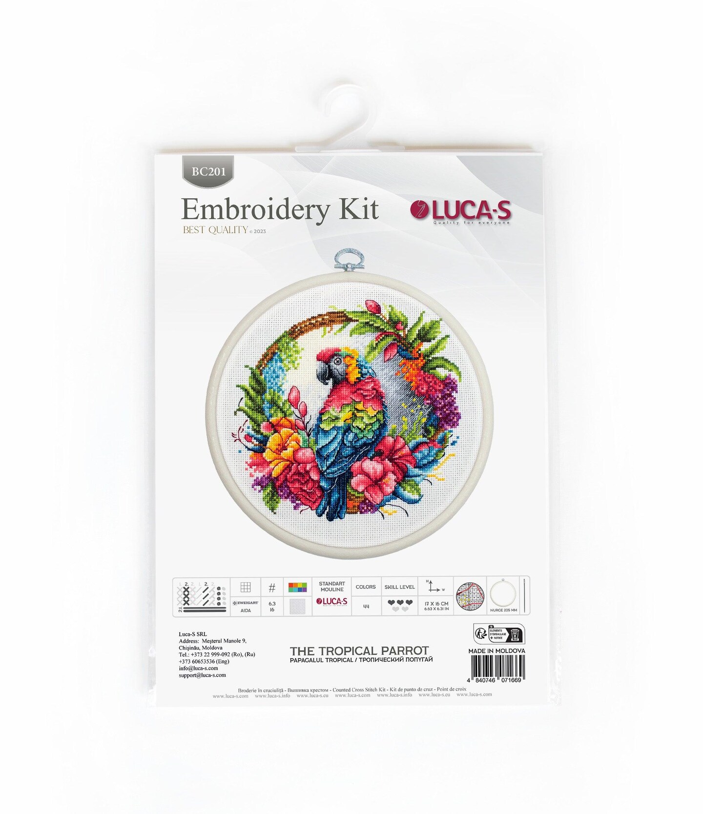 The Tropical Parrot BC201L Counted Cross-Stitch Kit