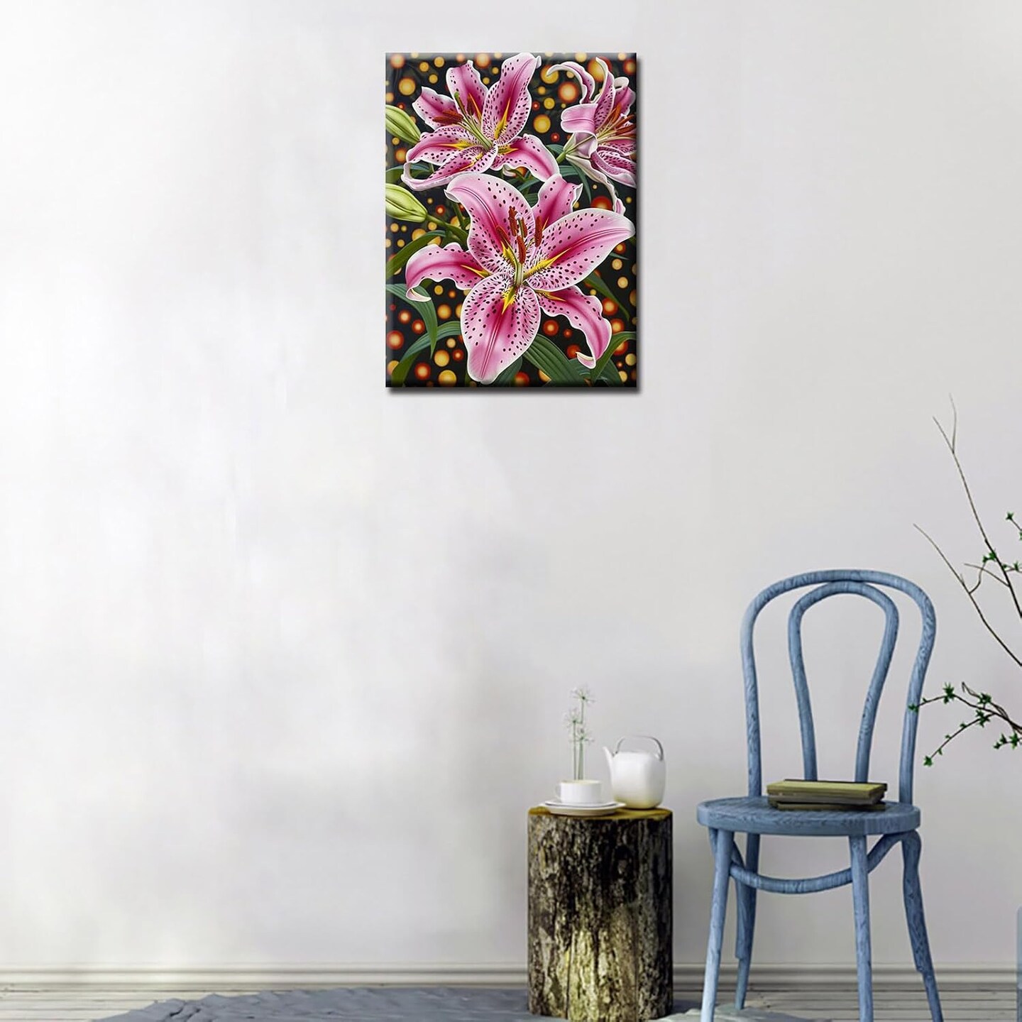 Lilly Flower Diamond Painting Kits, DIY 5D, Tropical Green Leaves Artwork