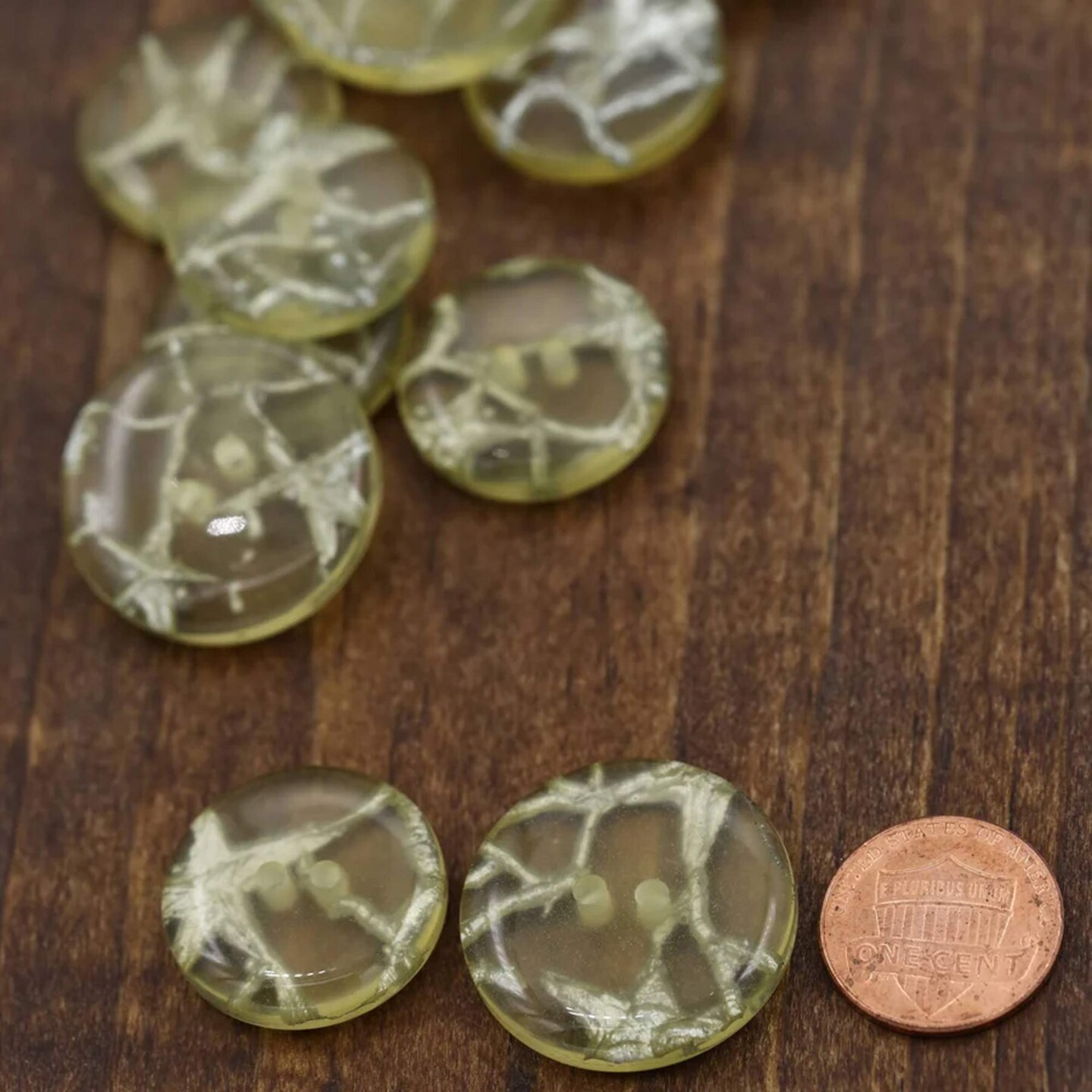 12 Pieces Clear with Silver Wiring Inside Small Buttons 15/16 Inch