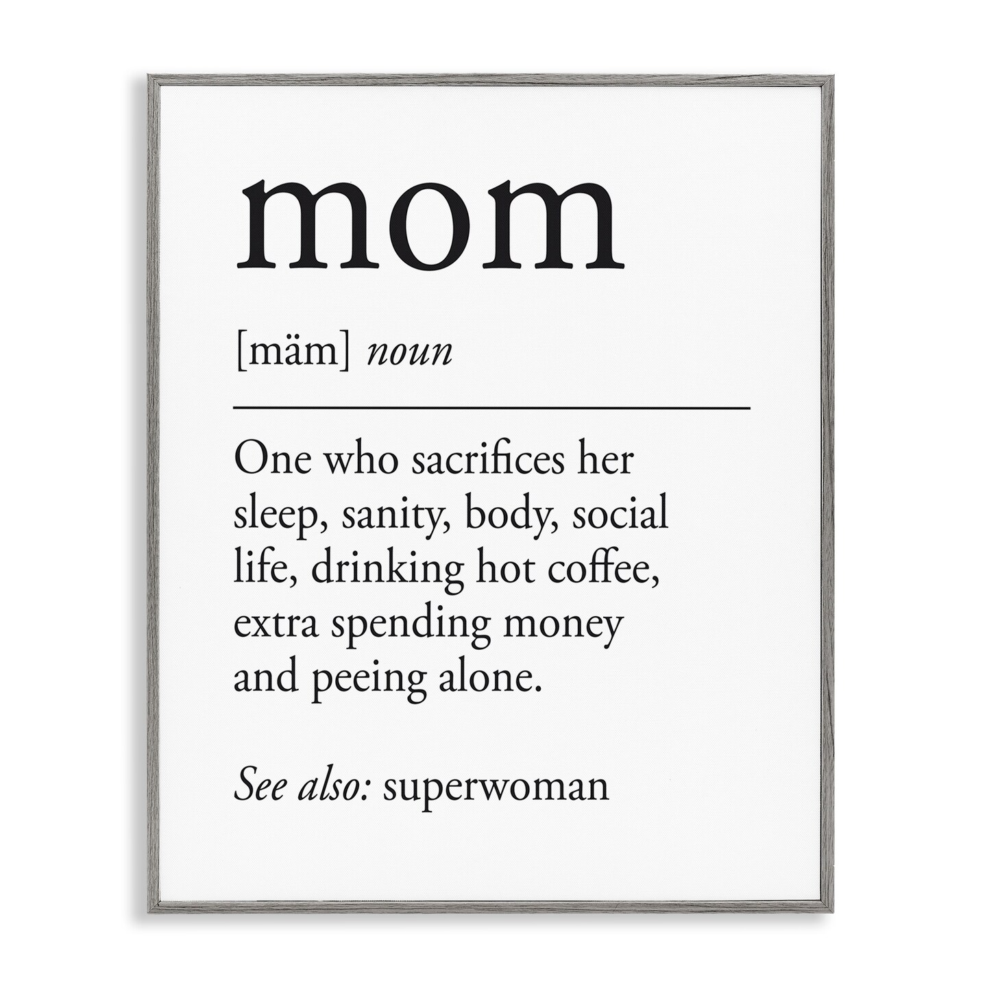 Stupell Industries Mom Definition Love & Sacrifice Black Framed Giclee Art, design by Lettered and Lined