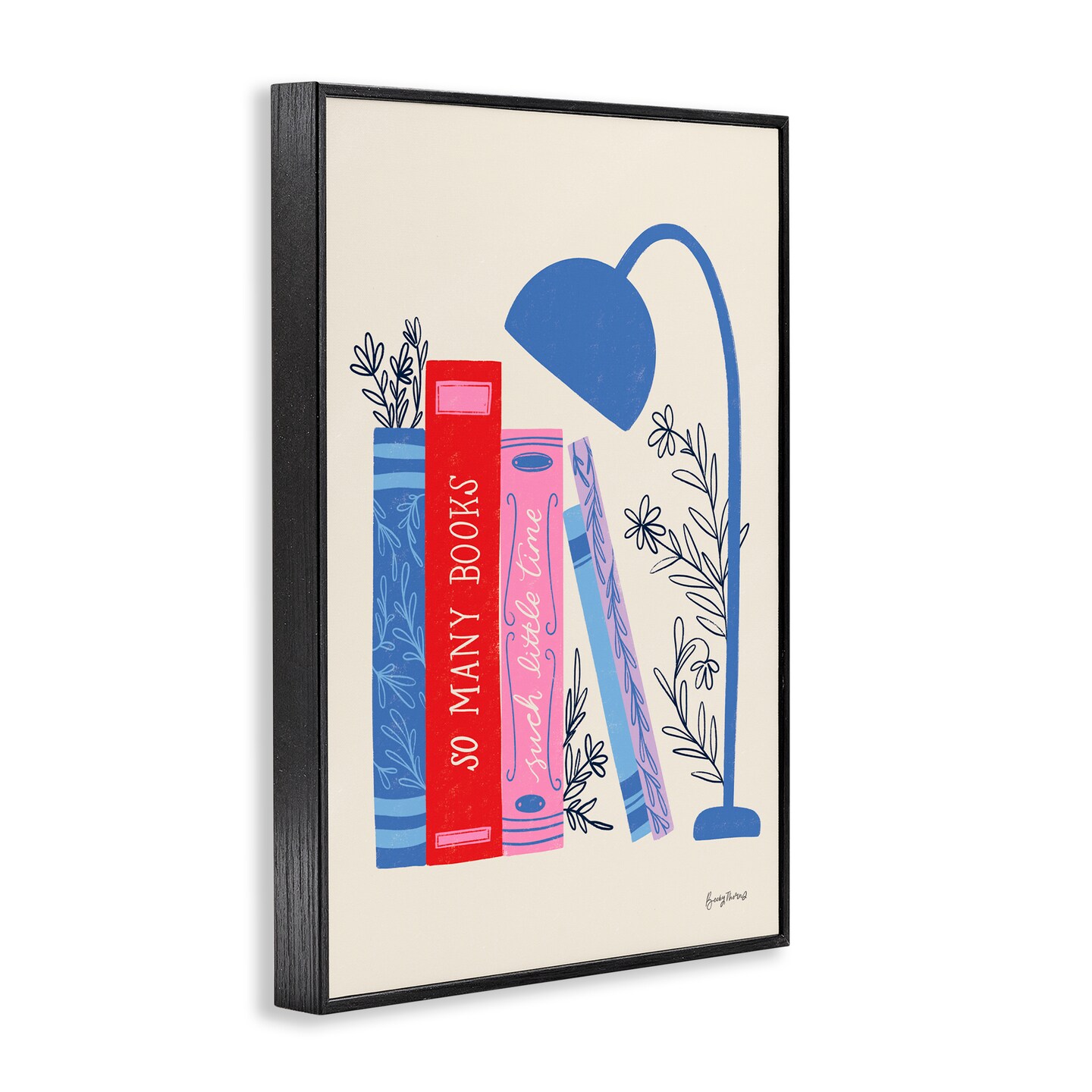 Stupell Industries So Many Books Little Time Black Framed Giclee Art, design by Becky Thorns