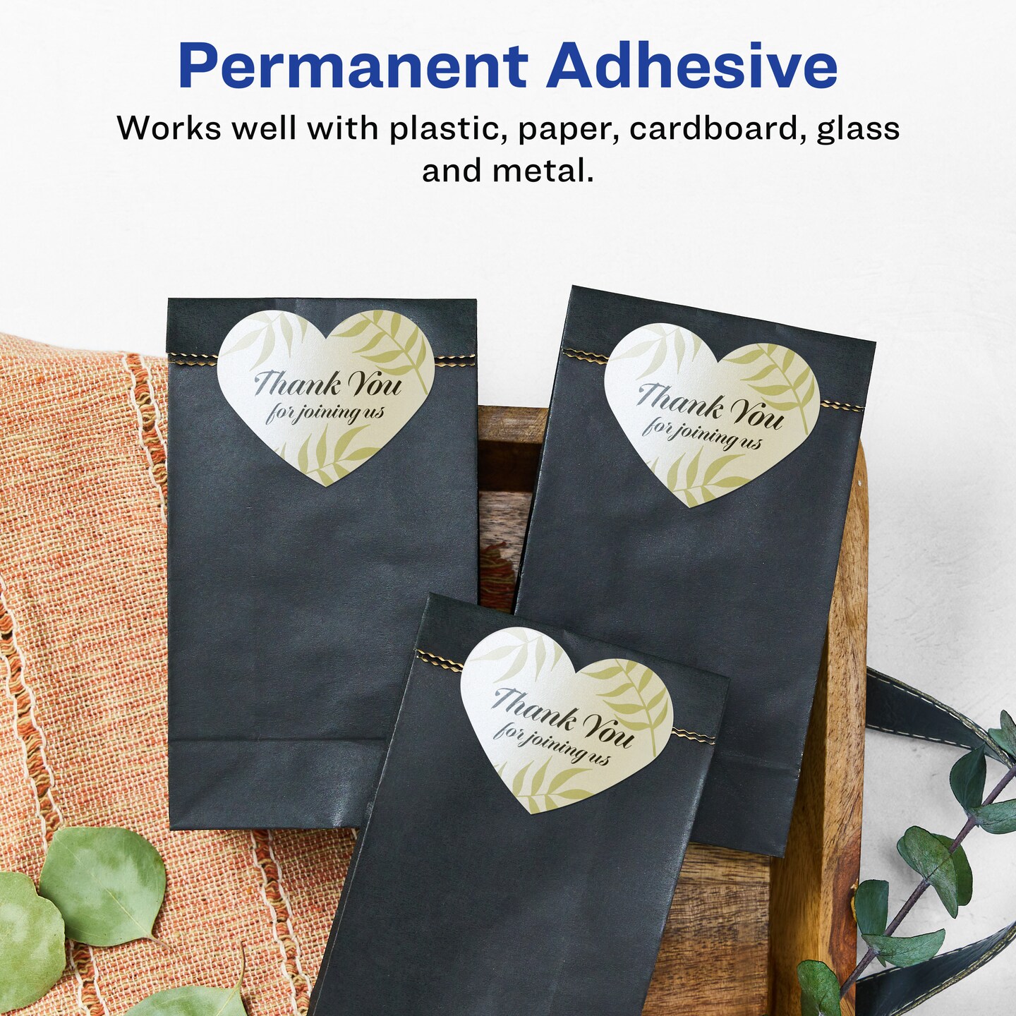 Avery Pearlized Ivory Heart Labels with Sure Feed Technology, Print-to-the-Edge, 2-9/32" x 1-27/32"