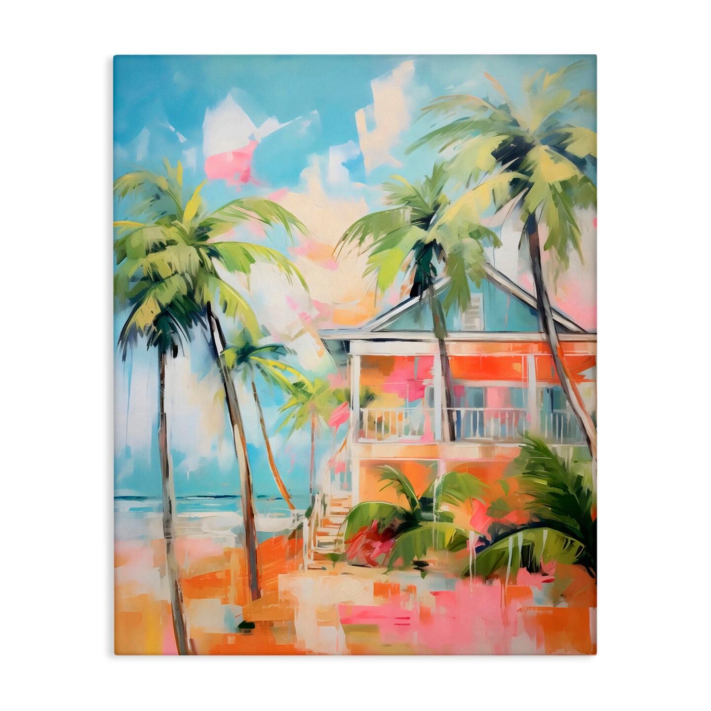 Stupell Industries Blue Beach House Abstract Canvas Wall Art, design by LSR Design Studio