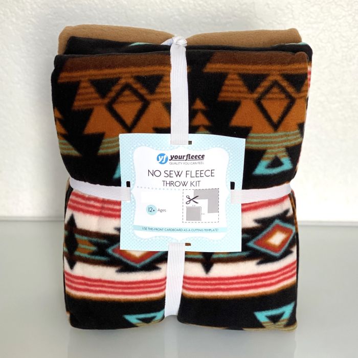 Desert Heirloom Black Anti-Pill No Sew Throw Fleece Fabric Kit