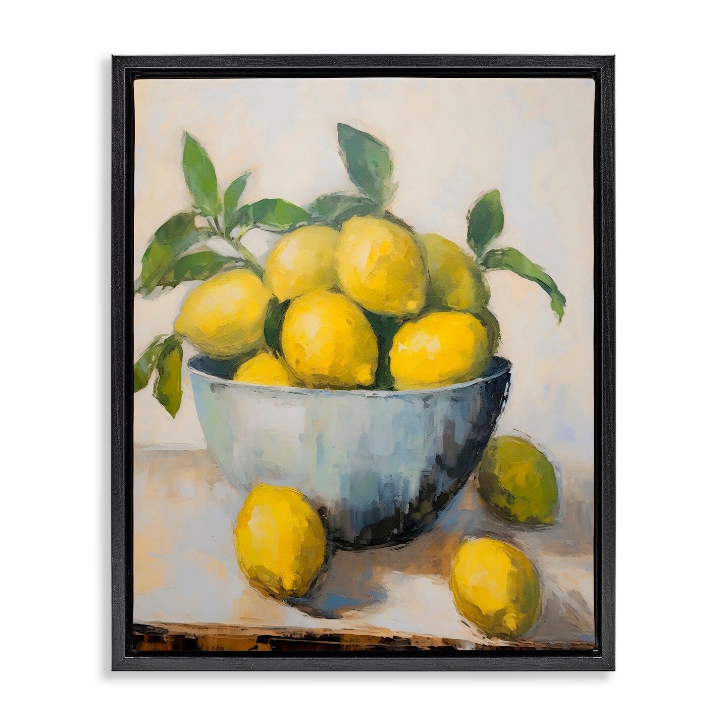 Stupell Industries Lemon Still Life Bowl Black Framed Floater Canvas Wall Art, design by Creative Studio