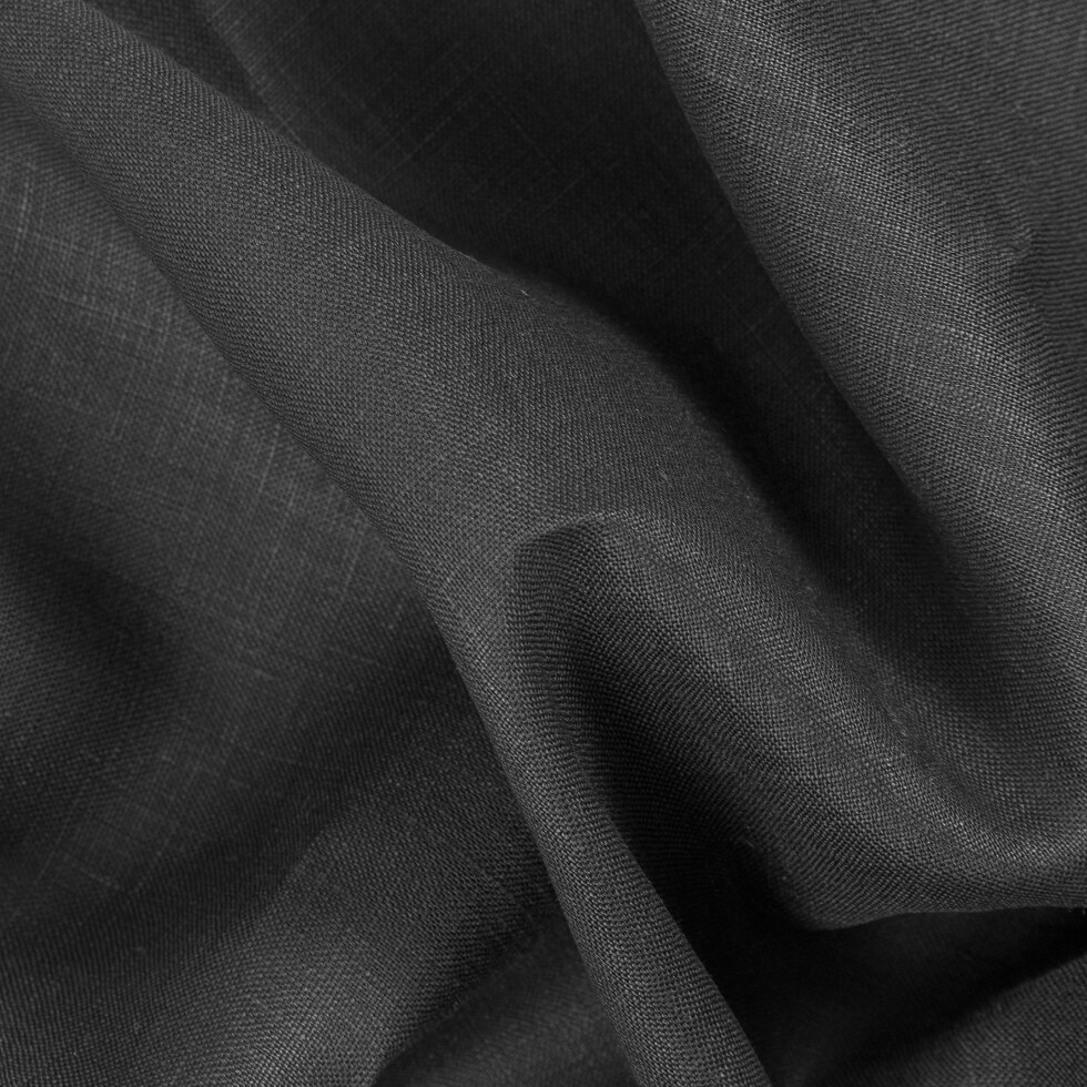 1 Yard Medium Weight Linen Woven Fabric Black Solid Breathable Weave 57 inch Width