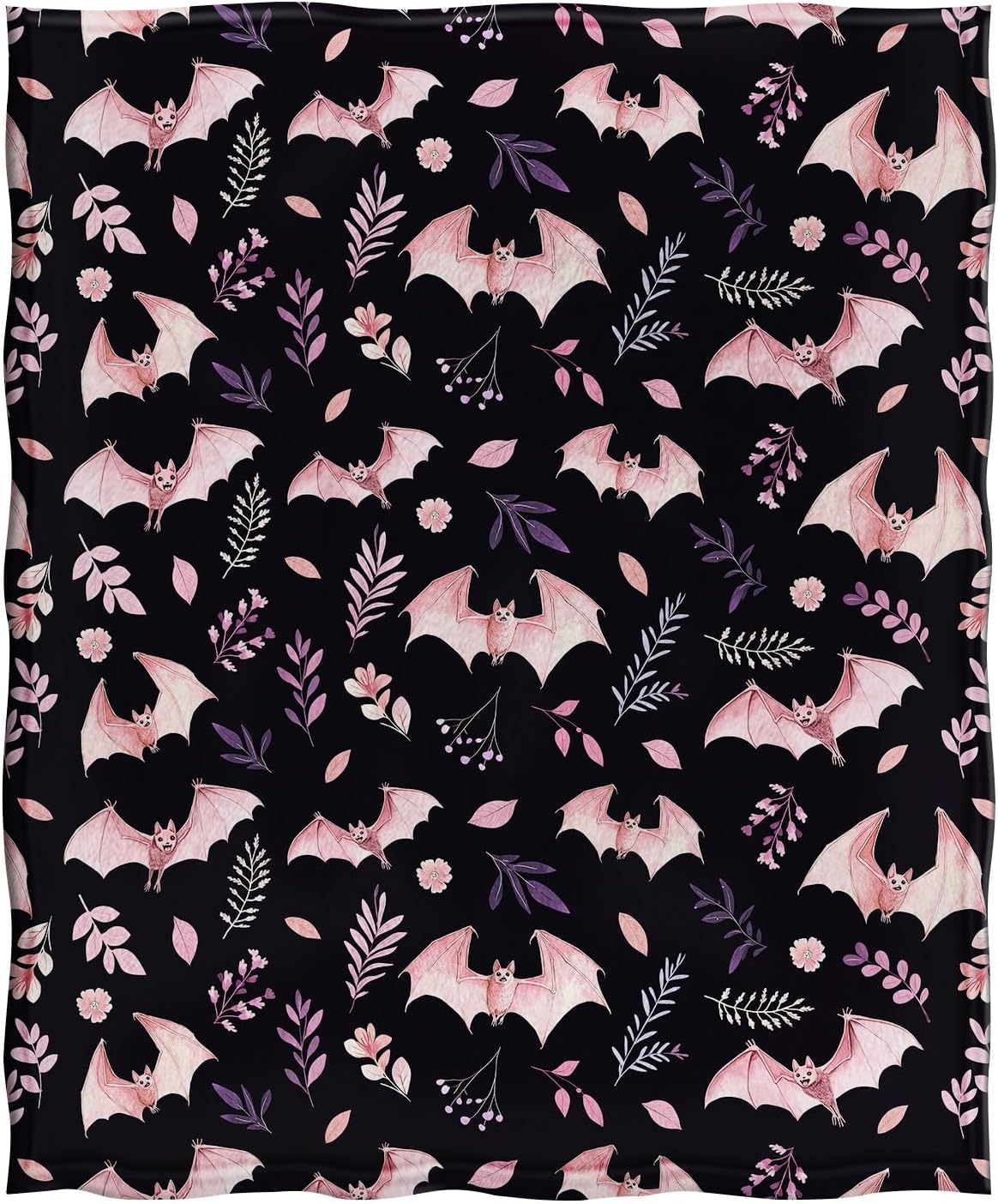 Floral and Bat Throw Blanket Gifts for Adult Kids(Bat1)