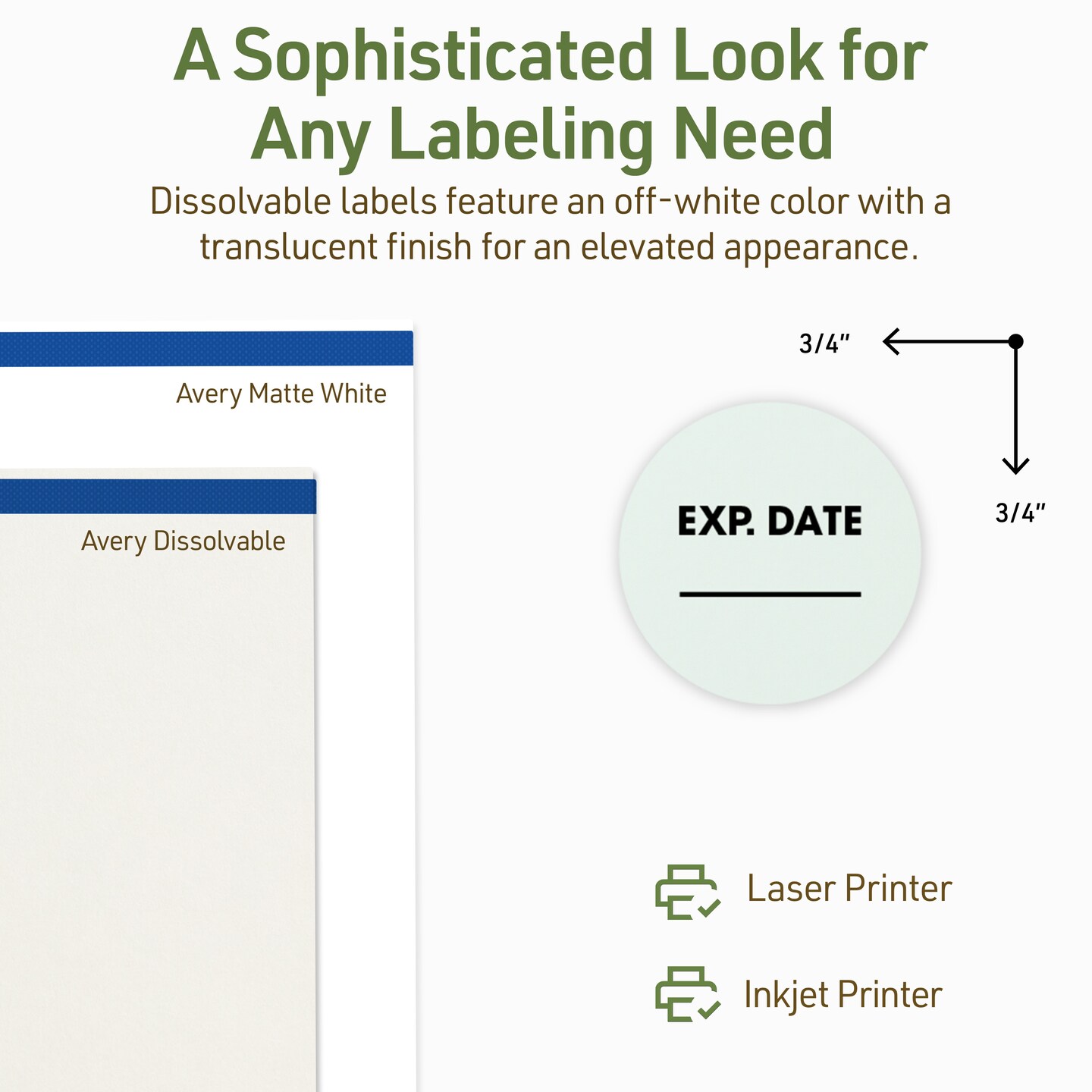 Avery Dissolvable Labels, 0.75&#x22; Diameter Round