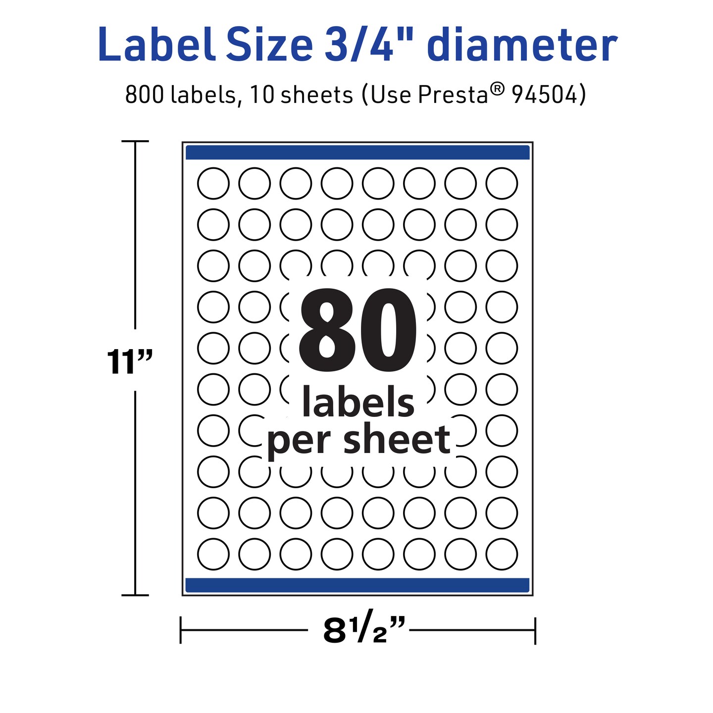 Avery TrueBlock Matte White Paper Labels, 3/4" diameter Round