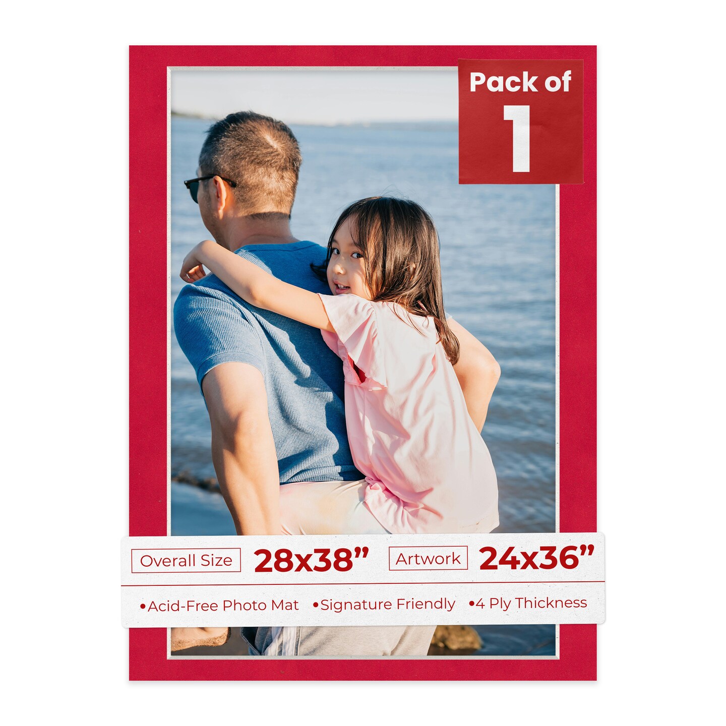 Cherry Red Suede Mat Board for 28x38 Frames - Fits 24x36 Photos, Color ...