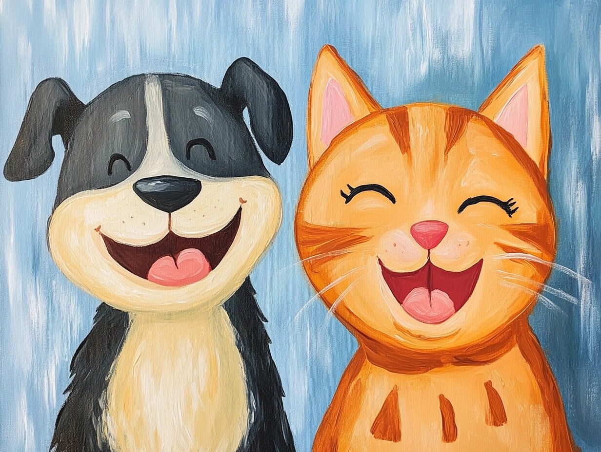 Kids Dog and Cat Step by step Painting