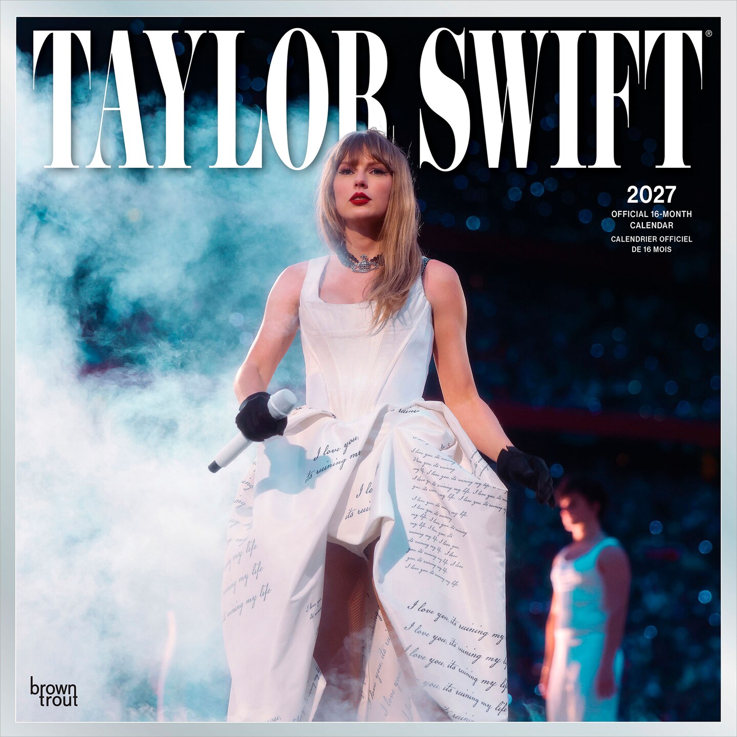 BrownTrout Canada; Taylor Swift OFFICIAL | 2027 12 x 24 Inch (Hanging) Monthly Square Wall Calendar | English/French Bilingual; Category:Wall Calendars; Image:2