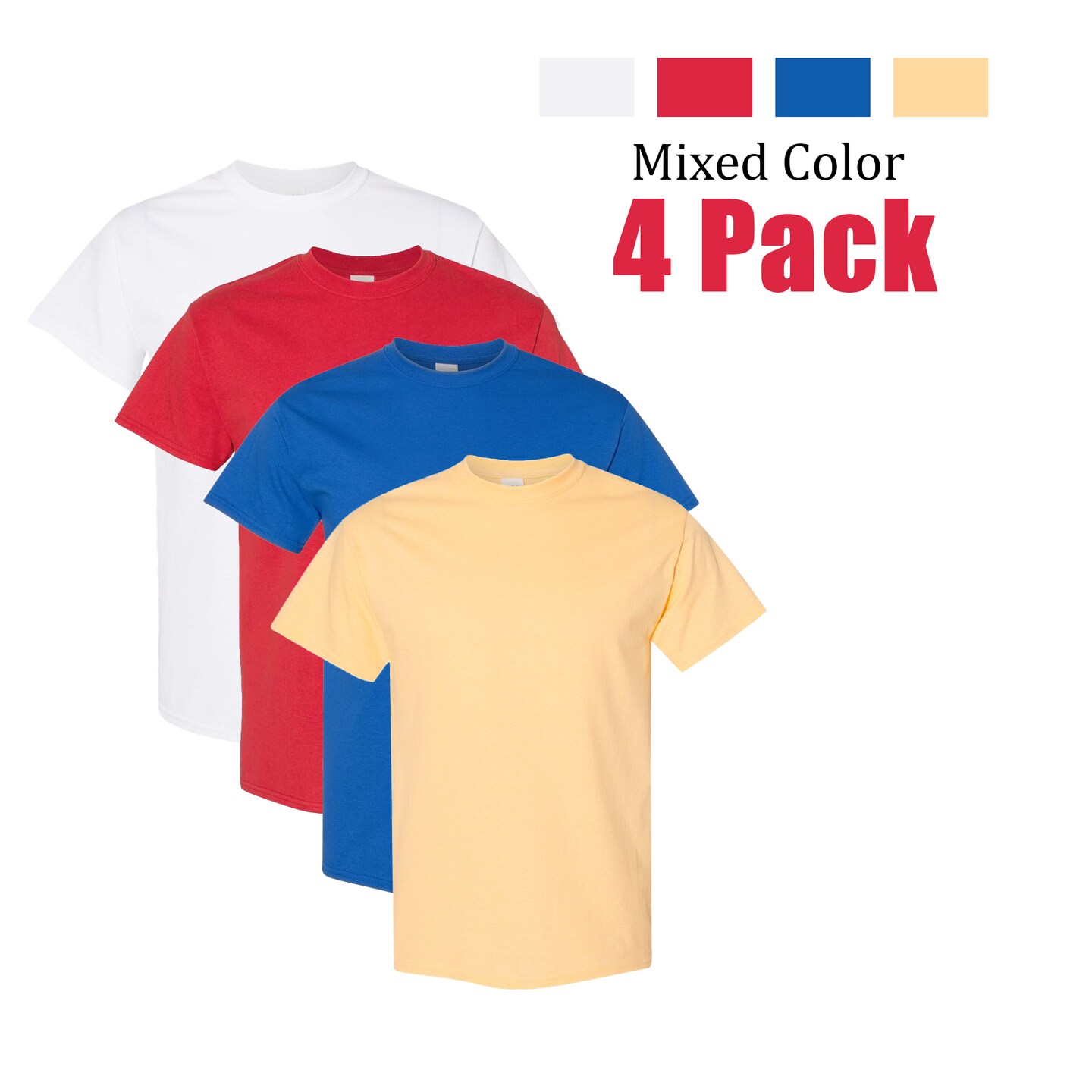 Blank Craft Tee Pack – 4 Heavy Cotton Unisex Tees, Perfect for DIY Transfers (Assorted Colors)